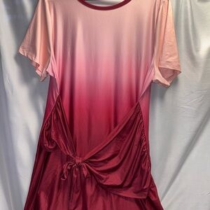 SHEIN Curve Pink Gradient Top with Tie Detail